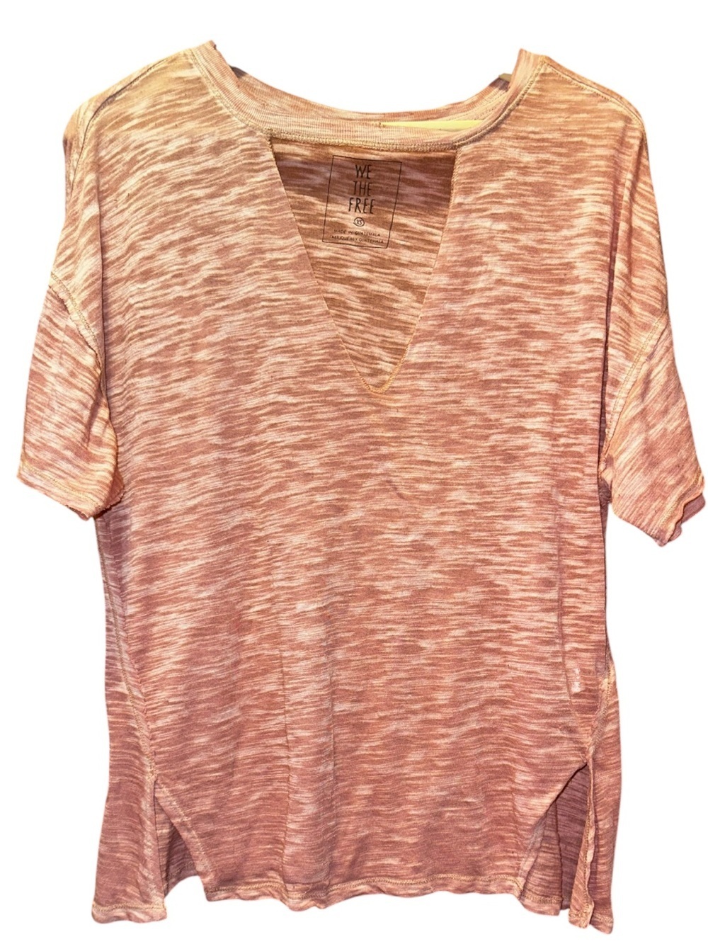 We The Free Marled Pink Short-Sleeve V-Neck Tee